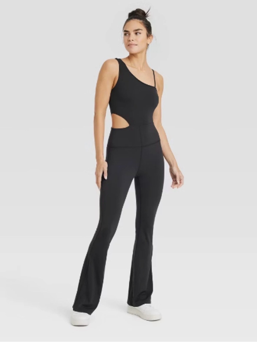 JoyLab Black One-Shoulder Cutout Boot-Cut Jumpsuit